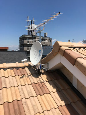 桶川市北にてテレビアンテナ工事