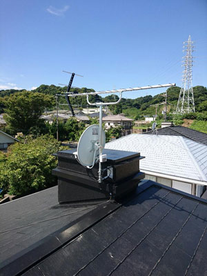 牧之原市細江にてテレビアンテナ工事